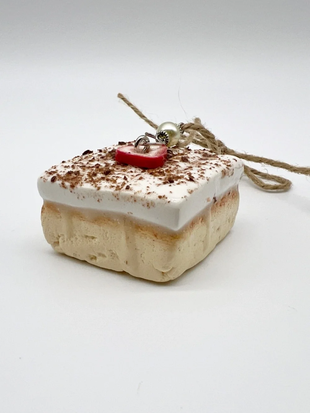 Tres Leches Cake Ornament | Handmade Latin American Hispanic Dessert, Strawberry